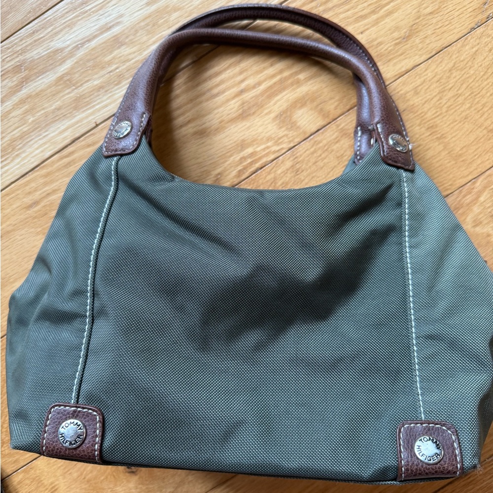 Tommy Hilfiger Green and Brown Women's Bag